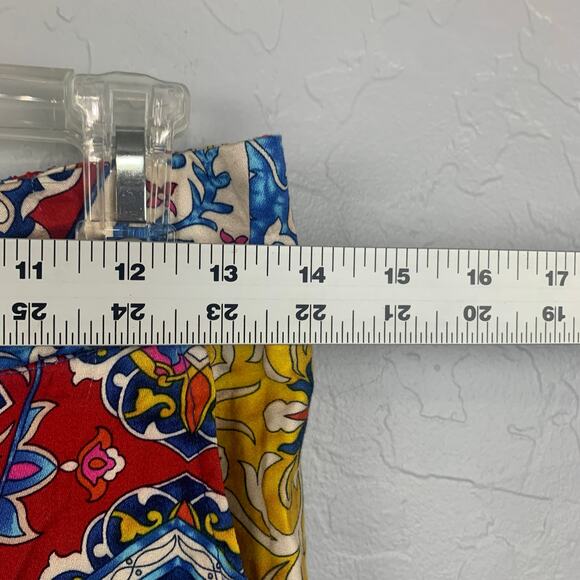 Haute Hippie Wide Leg Pants Womens Small Beige Blue Red Boho Print Pull On - Picture 6 of 8